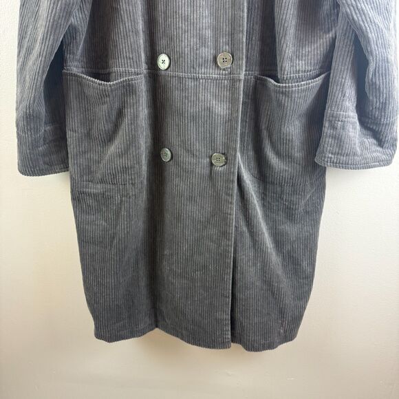Gudrun Sjoden Gray Corduroy Coat Jacket Button Up Lagenlook Boho Size M - Picture 3 of 16